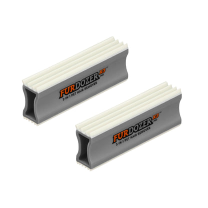 FurDozer Pet Hair Remover & Auto Detailing Tools - Cat & Dog Hair Remover for Carpets, Car Interiors, Couches, Bedding, & Pet Furniture (Gray, X3 PRO - 5" Long)