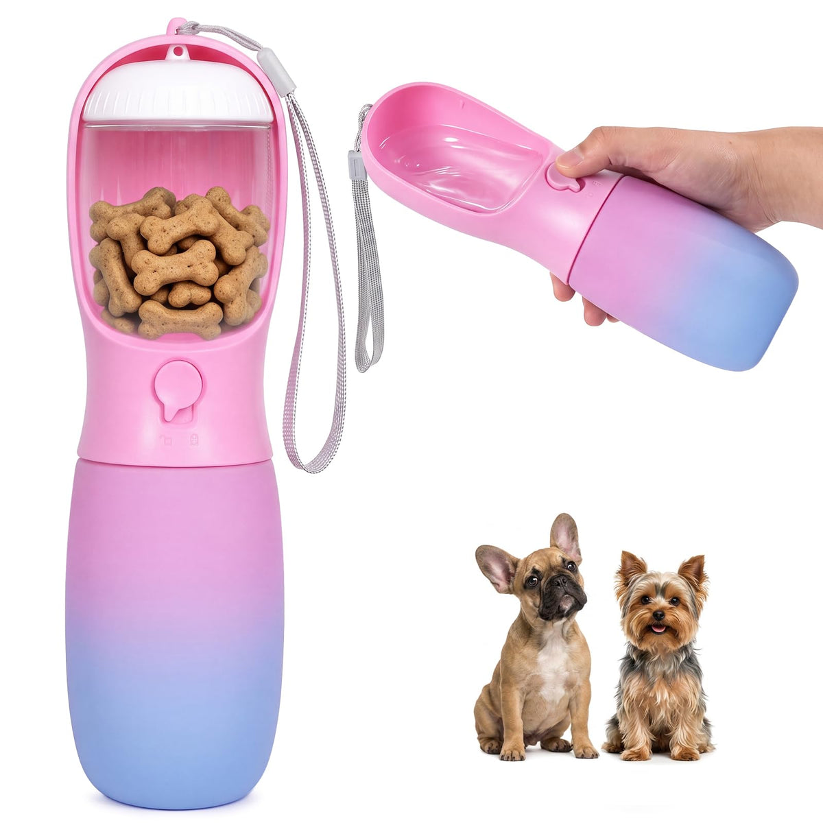 Puppy Essentials Dog Water Bottle: Portable Dog Water Bowl Dispenser Travel