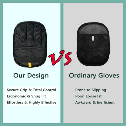 2-Pack Reusable Electrostatic Pet Hair Remover Gloves for Furniture, Carpets, Car Interiors & Auto Upholstery.