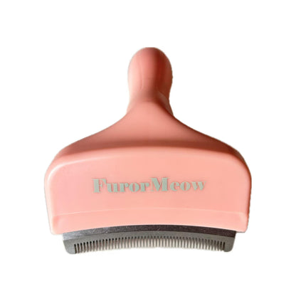 Pet Deshedding Tool with Curve Blade, Cat Grooming Brush, Tight V-shaped Teeth Shedding Comb for Cats and Dogs (White, Large)