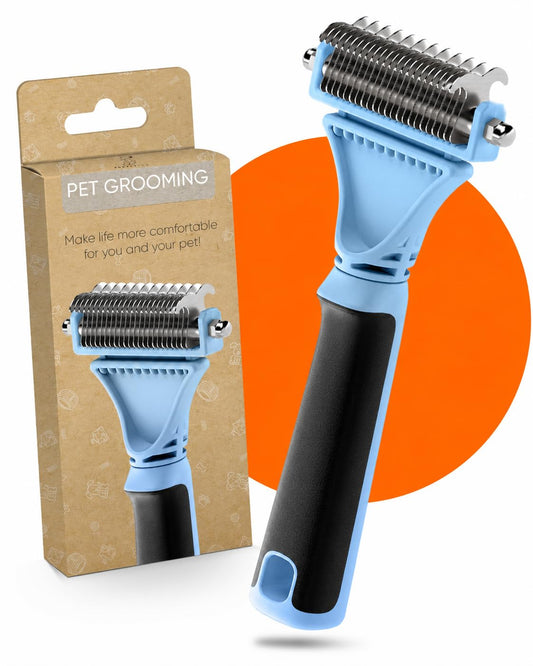 Pretty Paw Cat Brush for Indoor Cats & Long Hair with Gentle Massage, Blue
