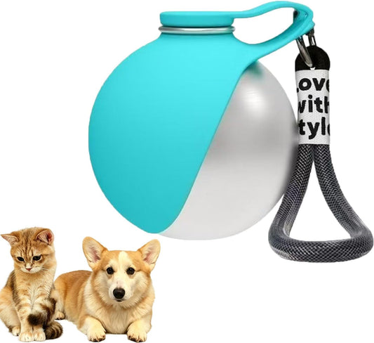 2 in 1 Portable Tumbler for Dogs, 2026 New 10Oz Stainless Steel Dog Water Bottle with Silicone Foldable Bowl, Leak-Proof 2 in 1 Portable Small Dog Water Bottle for Walking, Hiking & Travel (Stainless)
