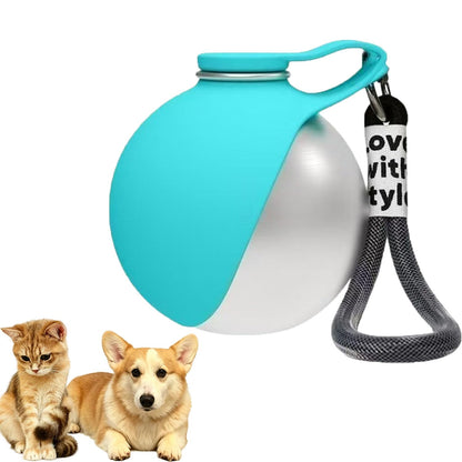 2 in 1 Portable Tumbler for Dogs, 2026 New 10Oz Stainless Steel Dog Water Bottle with Silicone Foldable Bowl, Leak-Proof 2 in 1 Portable Small Dog Water Bottle for Walking, Hiking & Travel (Stainless)