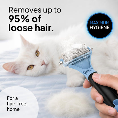 Pretty Paw Cat Brush for Indoor Cats & Long Hair with Gentle Massage, Blue