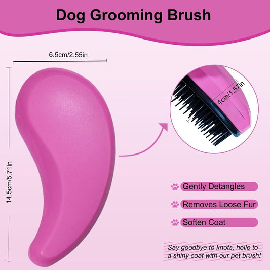 Puppy Brush for Small Dogs - Soft Dog Brush (Pink)