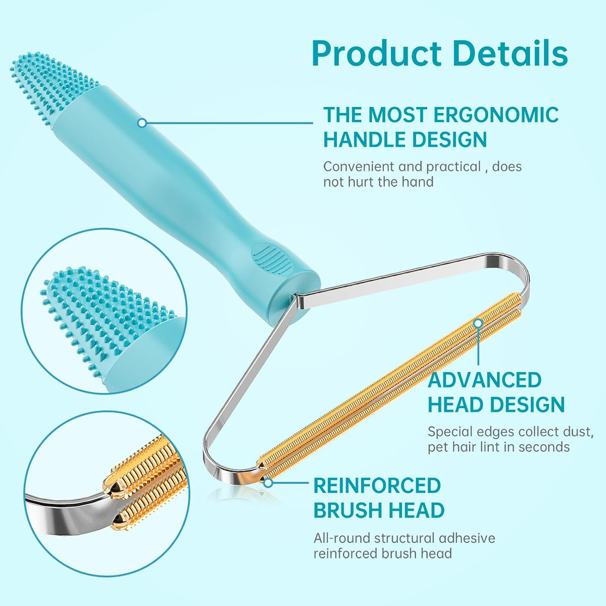 3-Pack Pet Hair Removal Tool, Dog & Cat Hair Remover, Carpet Rake