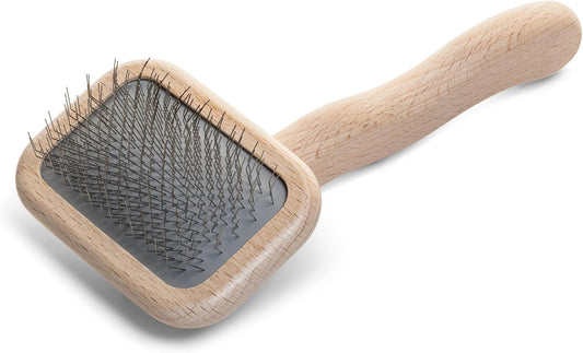 Chris Christensen Mark I Slicker Brush for Dogs, 12mm Pins, Groom Like a Pro, Handcrafted Lightweight Beechwood Ergonomic Handle, Stainless Steel Pins, A5I X-Small. Made in Germany.