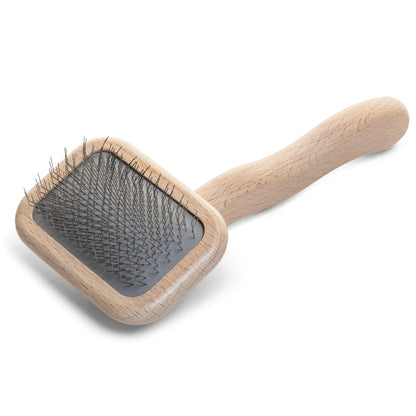 Chris Christensen Mark I Slicker Brush for Dogs, 12mm Pins, Groom Like a Pro, Handcrafted Lightweight Beechwood Ergonomic Handle, Stainless Steel Pins, A5I X-Small. Made in Germany.