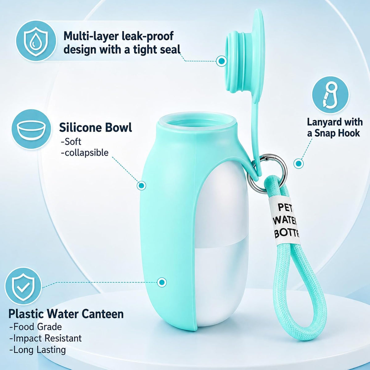 2 in 1 Portable Dog Water Bottle Tumbler, 10oz Stainless Steel (Blue)