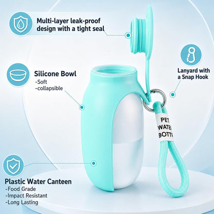 2 in 1 Portable Dog Water Bottle Tumbler, 10oz Stainless Steel (Blue)