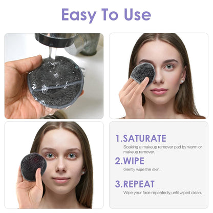 SUNLAND Reusable Makeup Remover Pads,Round 3.15inch,16 Pack,Darkgrey