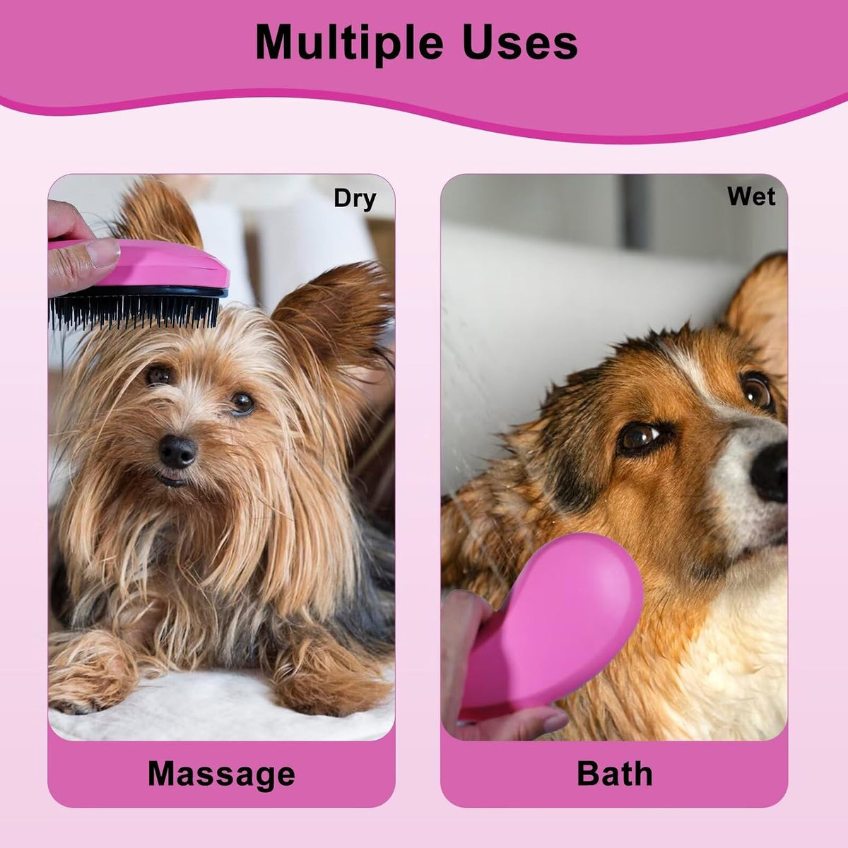 Puppy Brush for Small Dogs - Soft Dog Brush (Pink)