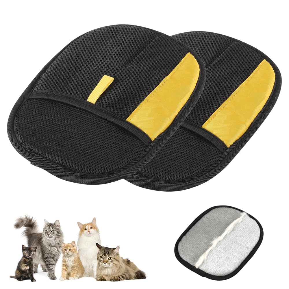 2025 Thickened Strong Pet Hair Removal Glove for Cats & Dogs, Electrostatic Gloves for Pet Grooming, Reusable Quick De-Shedding Gloves for Couch, Clothing, Carpet, Furniture, Car Seats (2pcs)