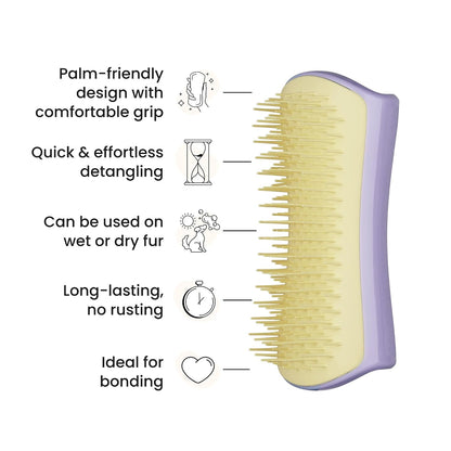 Pet Teezer Detangling Dog Brush for Light Shedding, Small, Lilac & Yellow