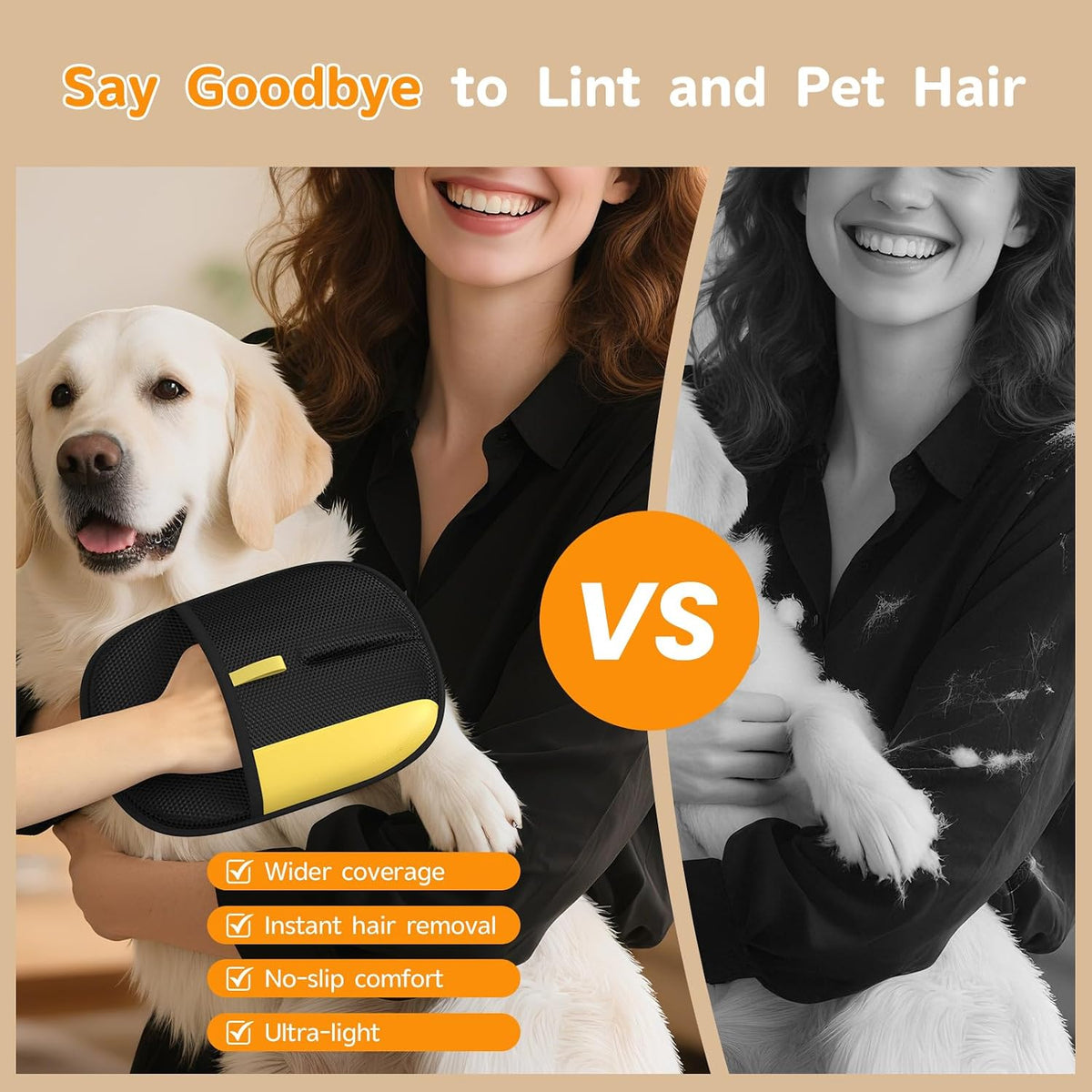 Pet Hair Remover Glove, Static Magic Brush Pet Hair Removal Glove, Dual-Sided Grooming Glove for Dogs & Cats, Reusable Deshedding Pet Glove Tool For Furniture, Bed, Carpet, Clothes, Sof, 1Pcs