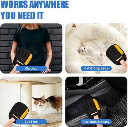 Upgraded Electrostatic Pet Hair Removal Glove for Dogs & Cats 5-Finger Magic Brush Design Reusable Hair Remover for Couch, Carpet, Car Seat, Laundry & Clothing Quick Cleaning Tool for Pet Owners