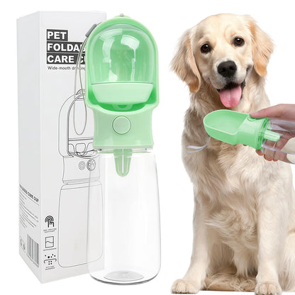 Blue Large Portable Dog Water Bottle(17oz) with Food Container