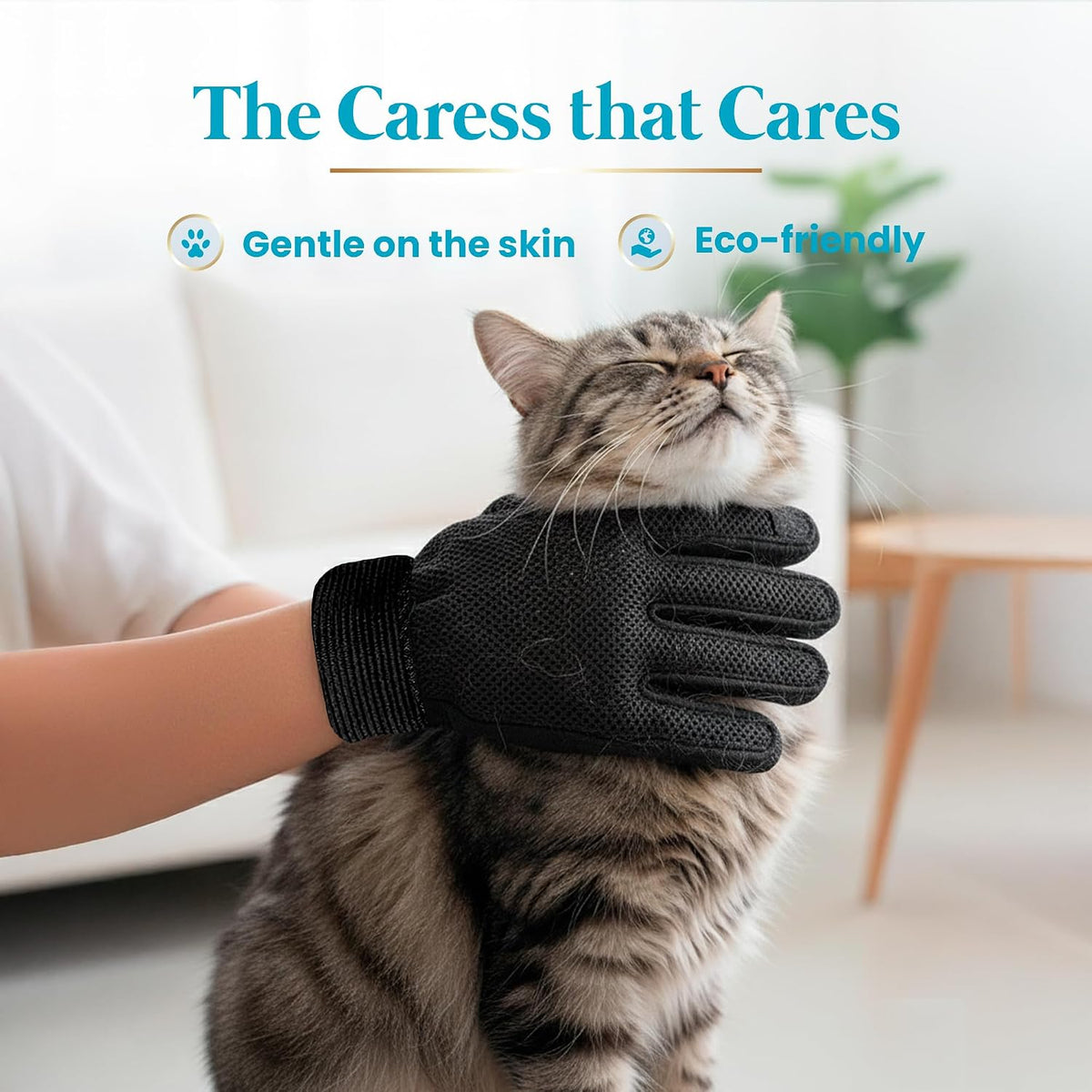 Cat Grooming Kit for Shedding – Deshedding Gloves + Self-Cleaning Mitt
