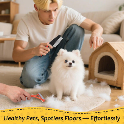 3 Pcs Pet Hair Removal Glove Set, Reusable Electrostatic Pet Hair Remover with Hair Remover Brush and Pet Comb, Upgrade Efficient Cats&Dogs Grooming Gloves for Clothes Furniture Carpet Seat