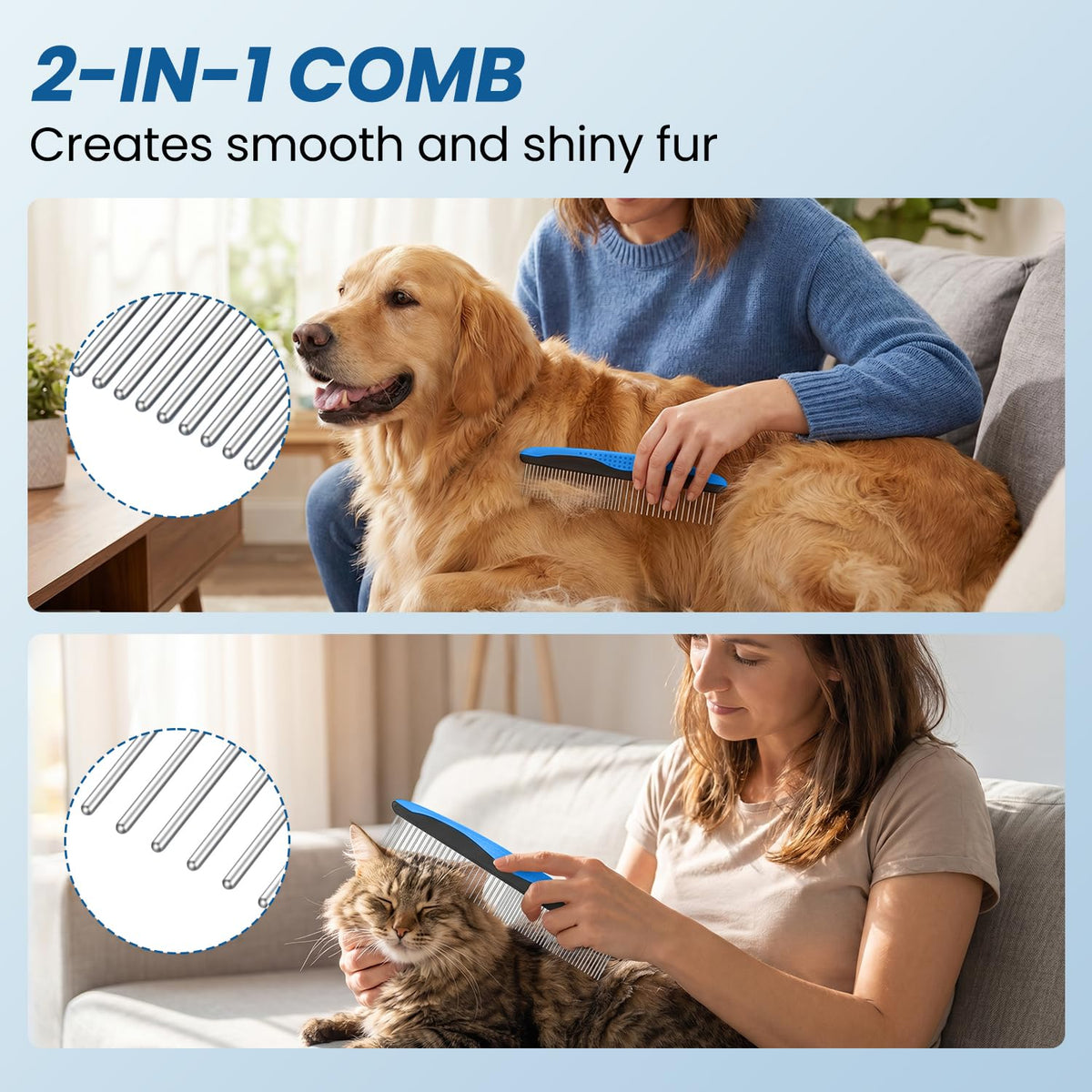 Dog Grooming Rake 4-in-1 Kit - Deshedding Undercoat Rake, Dematting Comb & Bath Massager for Dogs & Cats - Reduces Shedding up to 95% - Rounded Teeth for Sensitive Skin, Long & Short Hair