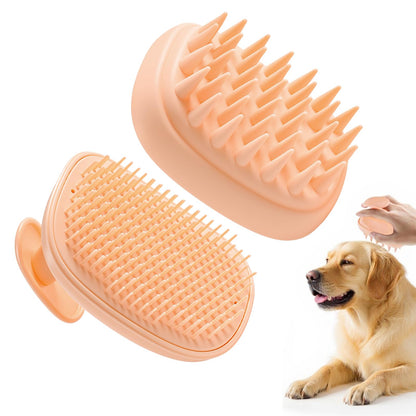 2-in-1 Dog Bath Brush for Grooming & Massage - Pet Silicone Brush for Long & Short Haired Dogs and Cats, Dog Scrubber for Bath, Rubber Curry Brush, Use Wet as Bath Brush or Dry for Grooming-Purple