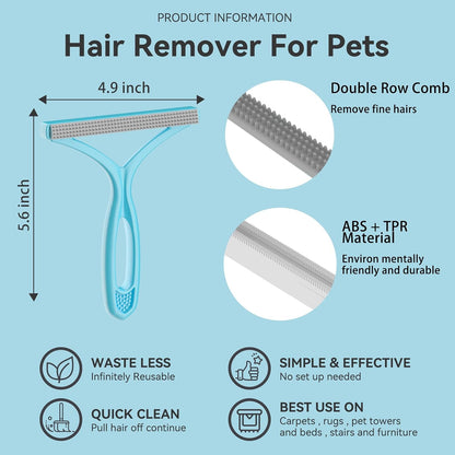 SOCCSO Carpet Rake Pet Hair Remover, 60" Long Rubber Broom, 3 Pack