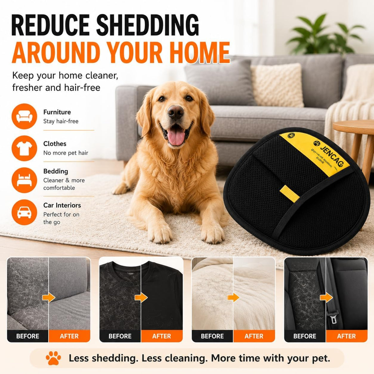 Pet Hair Remover Glove for Dogs & Cats, Upgraded Five-Finger Electrostatic Reusable & Washable Fur Removal Tool, Effortlessly Removes Pet Hair from Clothes, Couch, Sofa, Carpet, Bed, Laundry