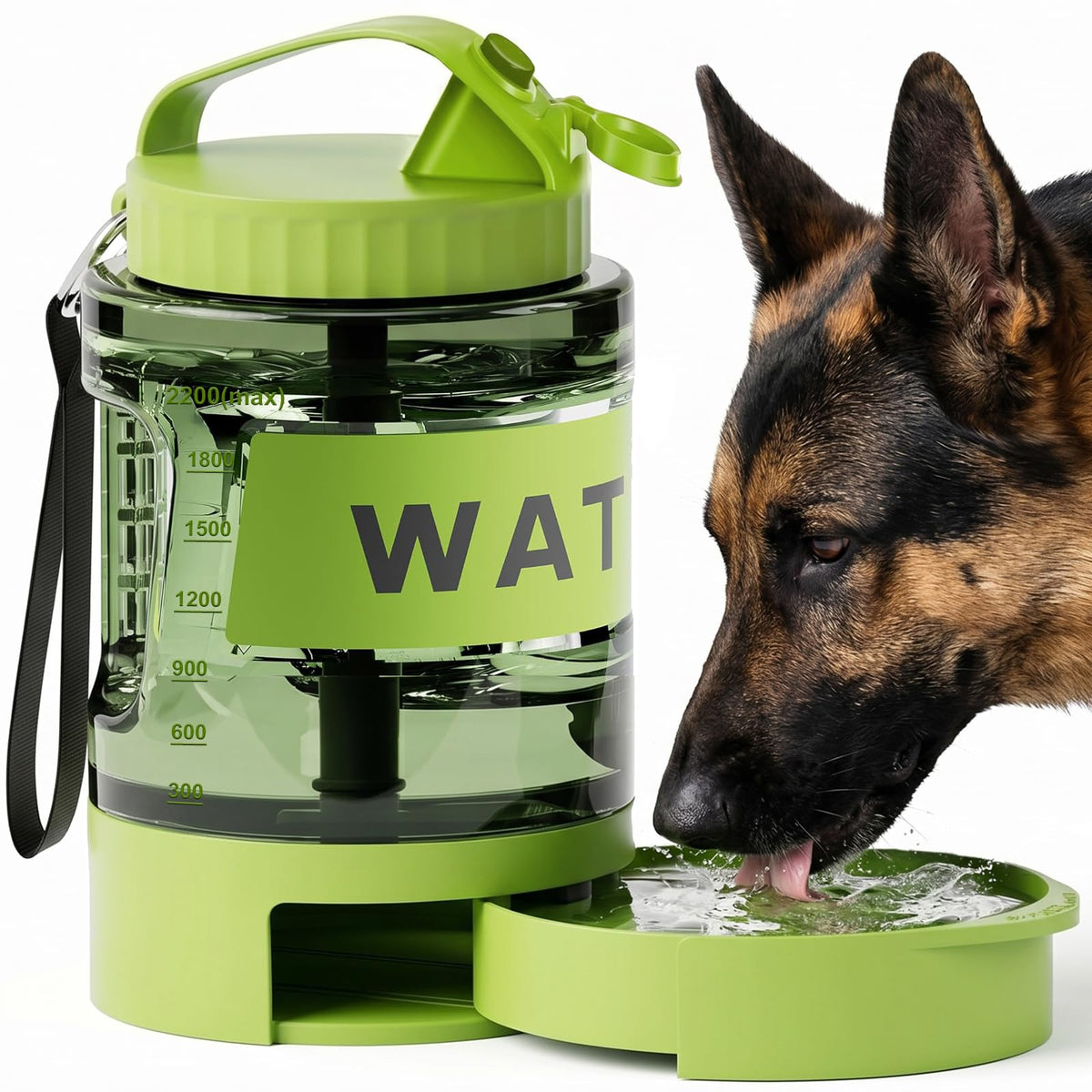 77 oz Portable Dog Water Bottle, 2.2L Dog Travel Water Dispenser Olive Green