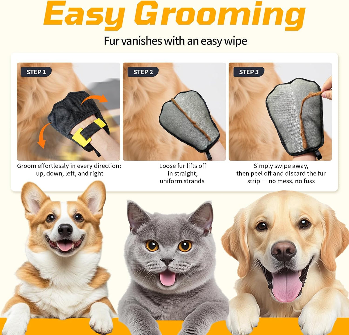 Pet Hair Remover 3-Pack,Dog Cat Fur Removal Tool,Portable Carpet Scraper