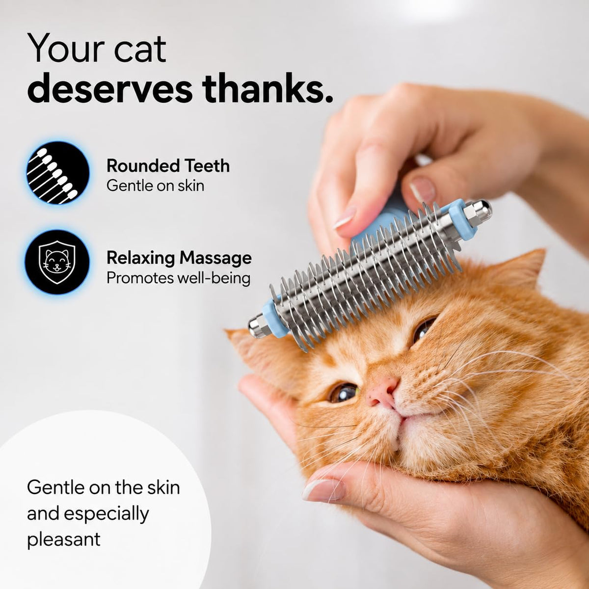 Pretty Paw Cat Brush for Indoor Cats & Long Hair with Gentle Massage, Blue