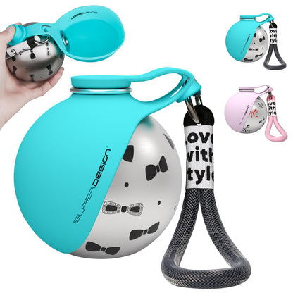 2-in-1 Portable Dog Water Bottle for Small Dogs - Leak-Proof & Compact Dog Travel Water Bottle -Stainless Steel Bottle & Silicone Bowl - Ideal for Walking, Hiking & Travels (10 fl oz, Pink)