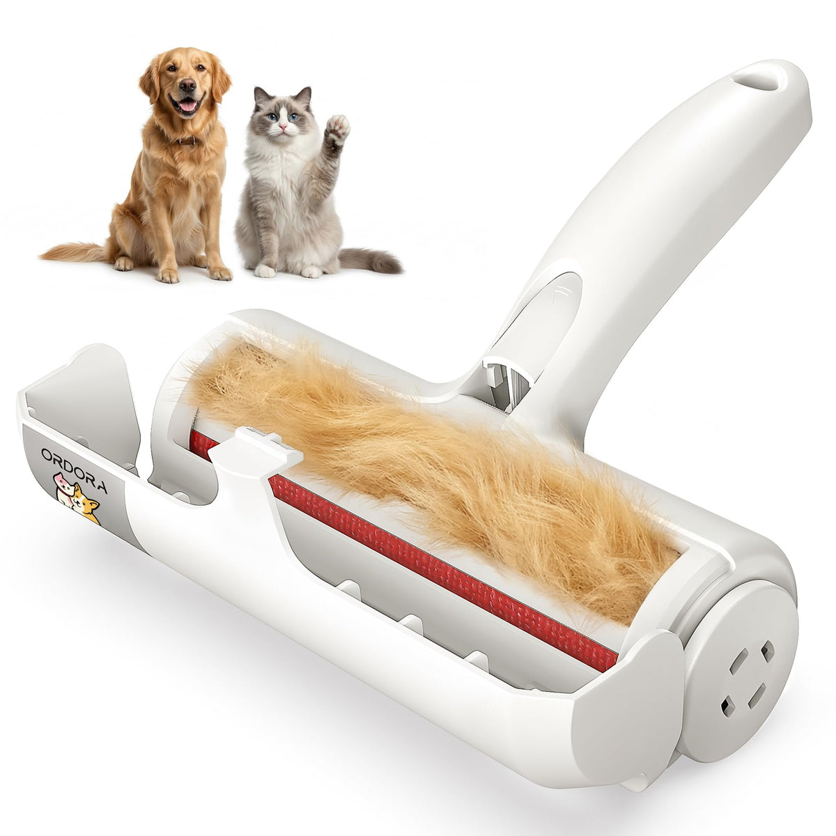 ORDORA Pet Hair Remover Roller, Reusable Lint Roller for Dog and Cat Hair