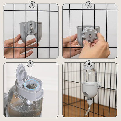 Pet Water Bottle for Cage Crate 17oz Non-Drip Water Dispenser for Small Animal Rabbit Bunny Guinea Pig Chinchilla Ferret Squirrel Hedgehog (Gray, 17oz)