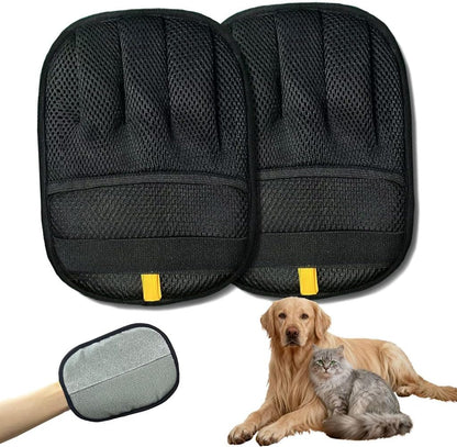 2-Pack Reusable Electrostatic Pet Hair Remover Gloves for Furniture, Carpets, Car Interiors & Auto Upholstery.