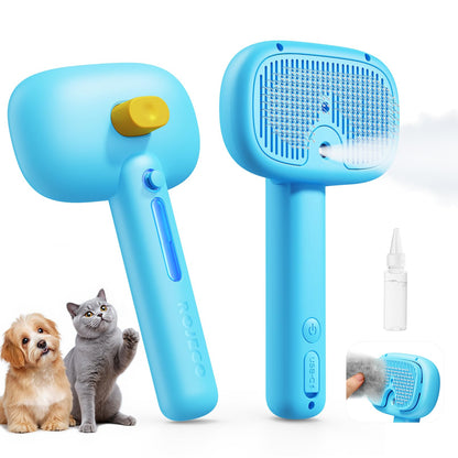 ROJECO 3-in-1 Pet Steam Brush,Spray Hair Removal Detangling Comb