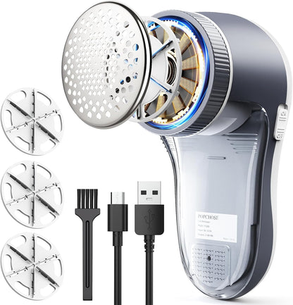 POPCHOSE Fabric Shaver, Lint Shaver with 6-Leaf Blade, Rechargeable