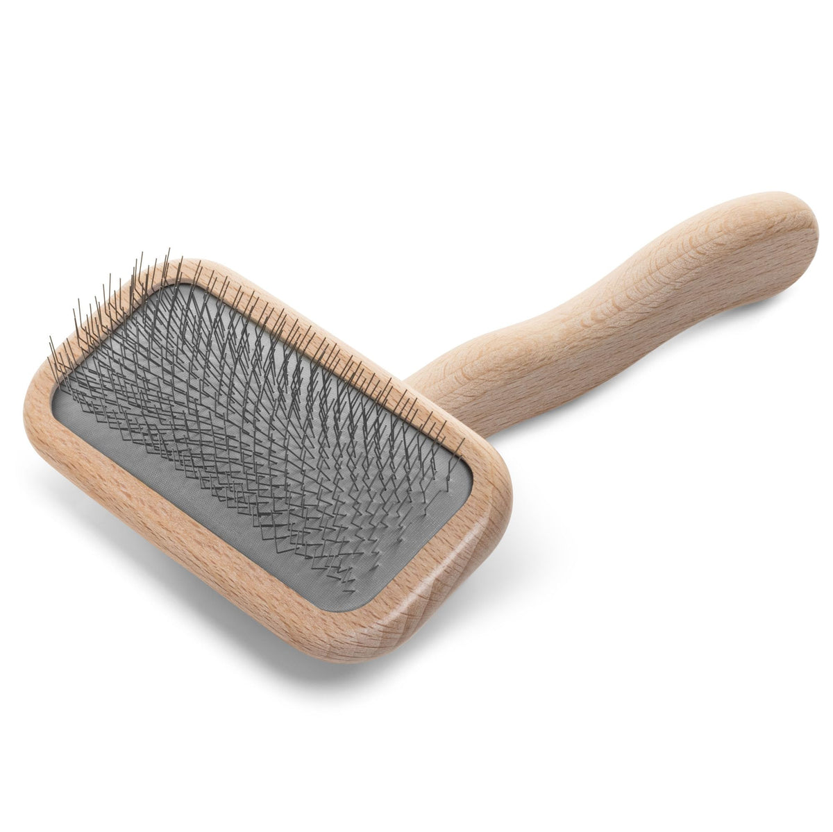 Chris Christensen Mark I Slicker Brush for Dogs, 12mm Pins, Groom Like a Pro, Handcrafted Lightweight Beechwood Ergonomic Handle, Stainless Steel Pins, A5I X-Small. Made in Germany.