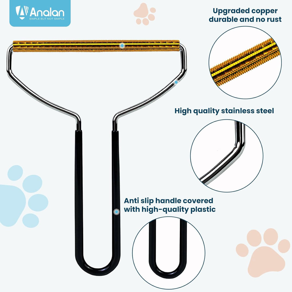 Analan 3 in 1 Pet Grooming & Hair Removal Kit (Sky Blue)