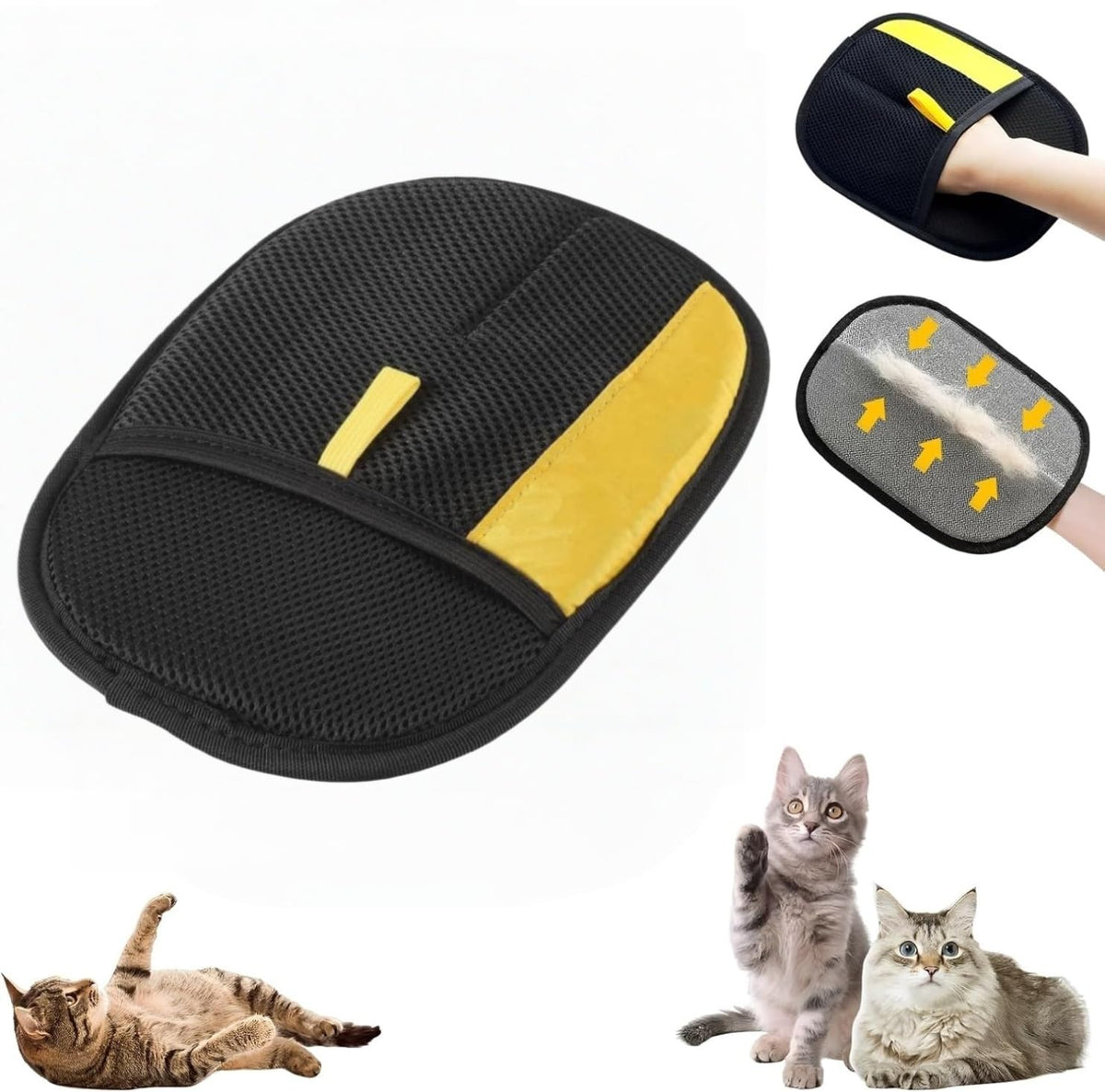 Thickened Electrostatic Pet Hair Removal Gloves for Dogs & Cats，Reusable & Washable Cat Hair Removal Glove, Pet Hair Remover Tool for Clothing, Couch, Carpet, Car Seat, Bed (Balck)