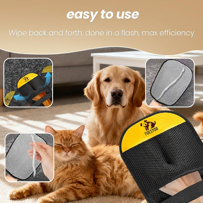 2 Pack Pet Hair Remover Gloves for Dogs & Cats, Reusable Static Fur Remover Mitt, Lint Cleaner for Clothes, Couch, Carpet, Car Seats