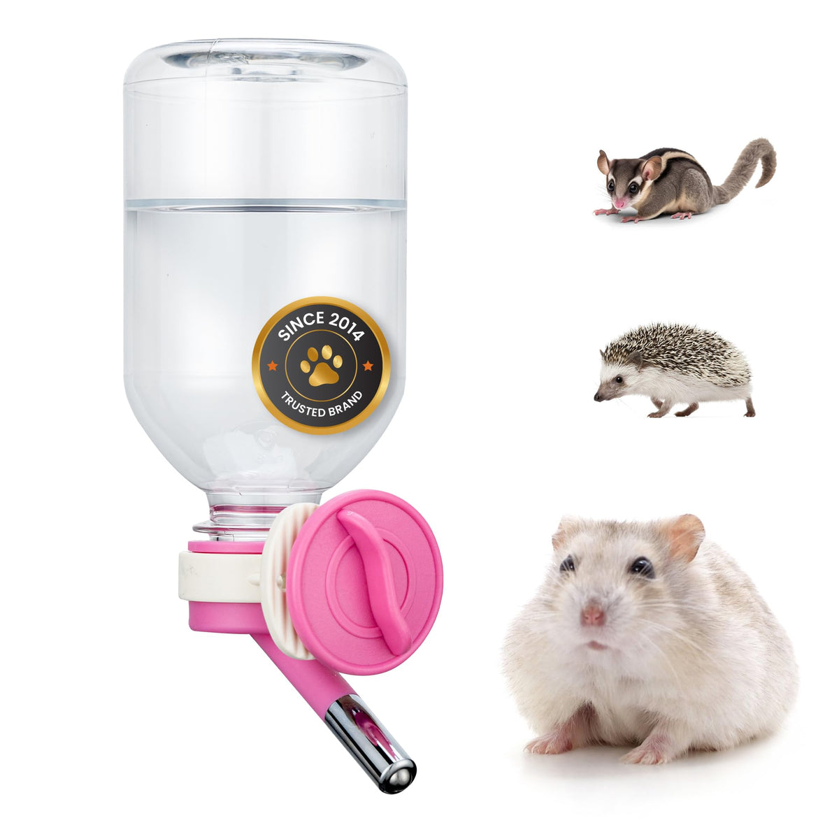Choco Nose No-Drip Small Animal Water Bottle - Leak-Proof Patented Nozzle Helps Prevent Pet Cage Mess & Wet Bedding - Guinea Pig, Rabbit, Ferret, Hamster - BPA Free, Easy Install, 10.2 fl oz (C128)