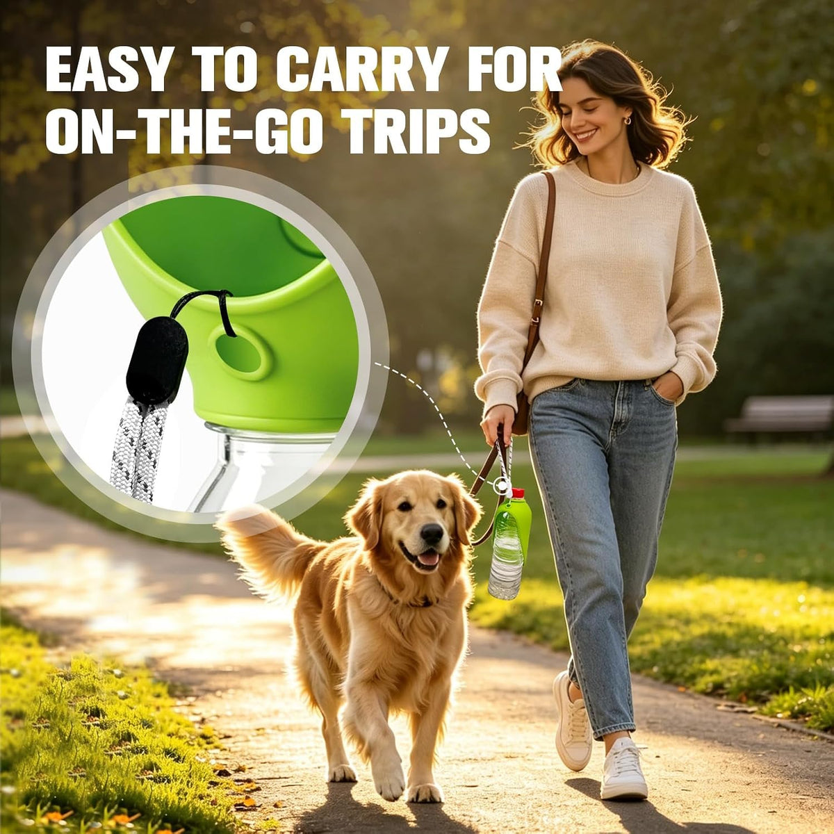 2pcs Portable Dog Water Bottle Attachment, Pet Water Bowl for Walks