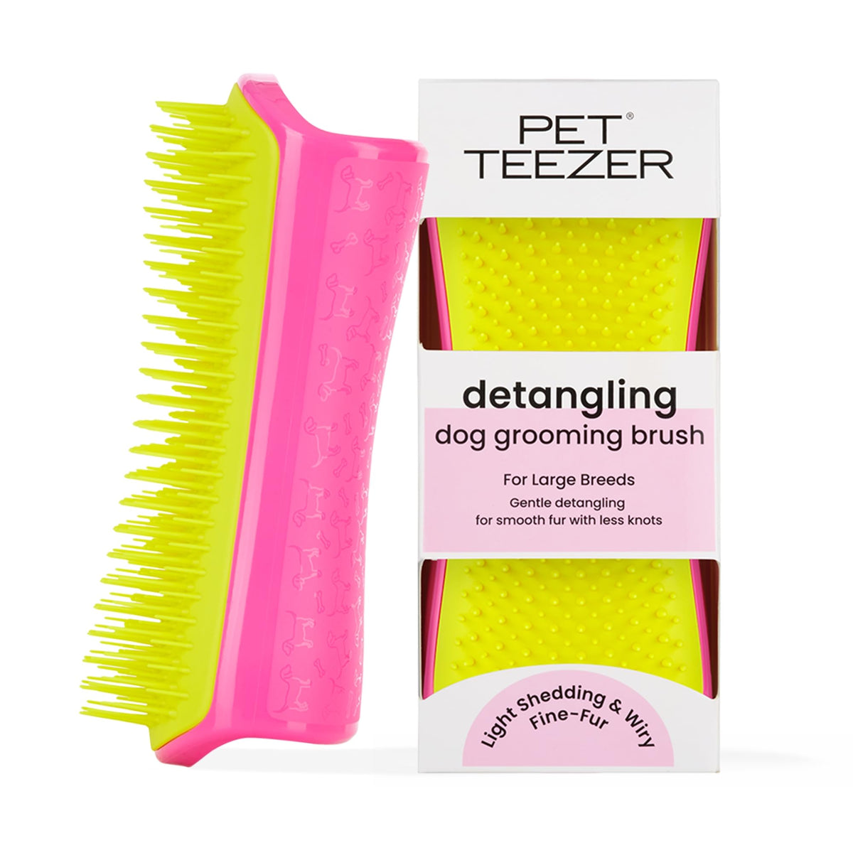 Pet Teezer Detangling Dog Brush for Light Shedding, Small, Lilac & Yellow