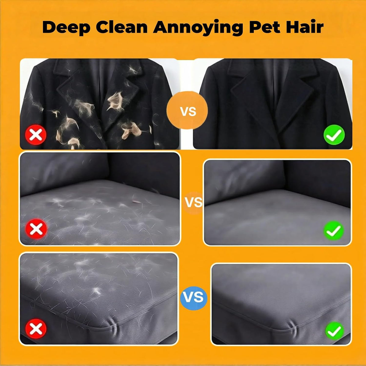 Pet Hair Removal Glove for Dogs & Cats, Electrostatic Reusable Fur Remover