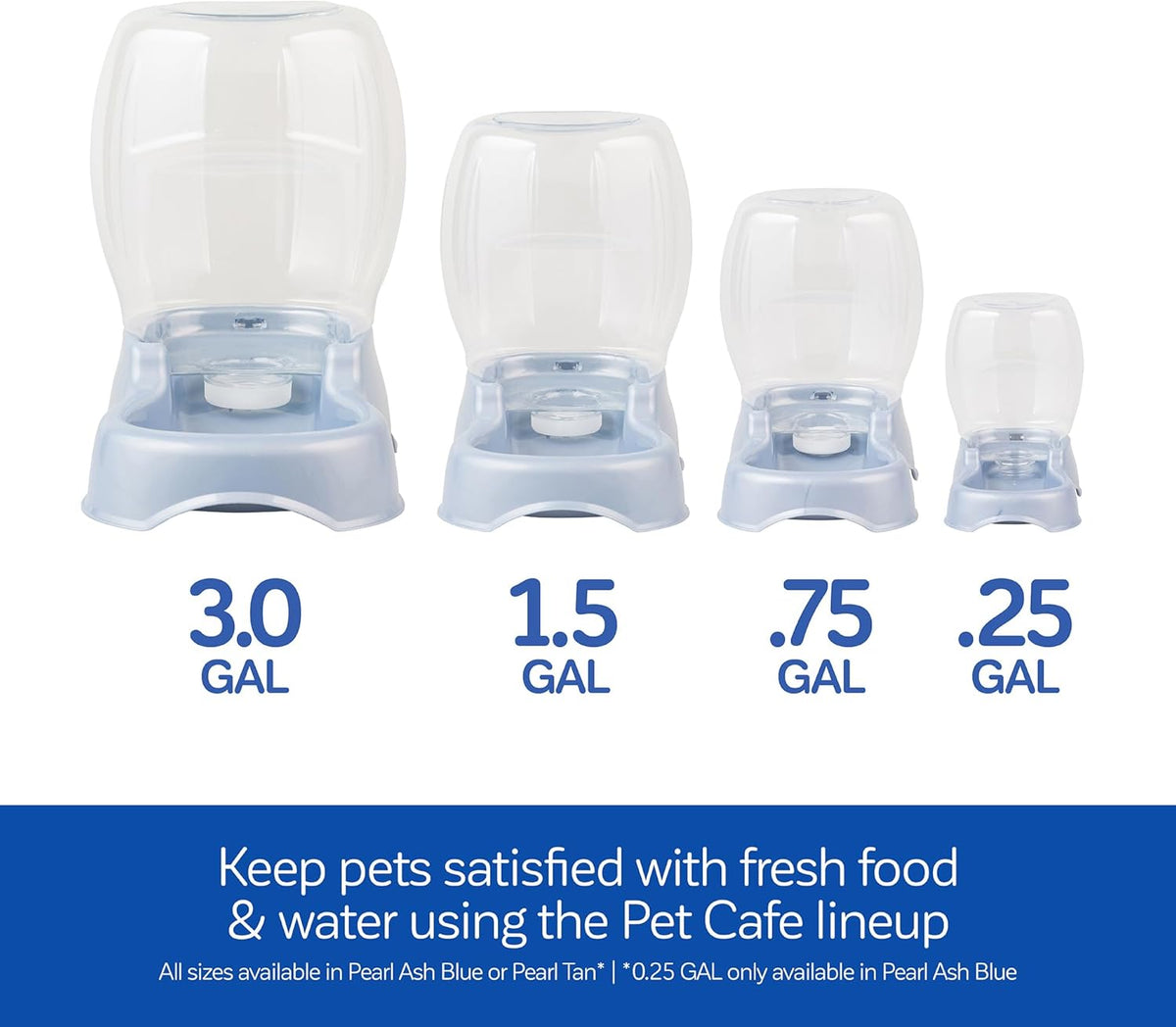 Petmate Pet Cafe Gravity Water Dispenser, 0.75 GAL, Pearl Gray