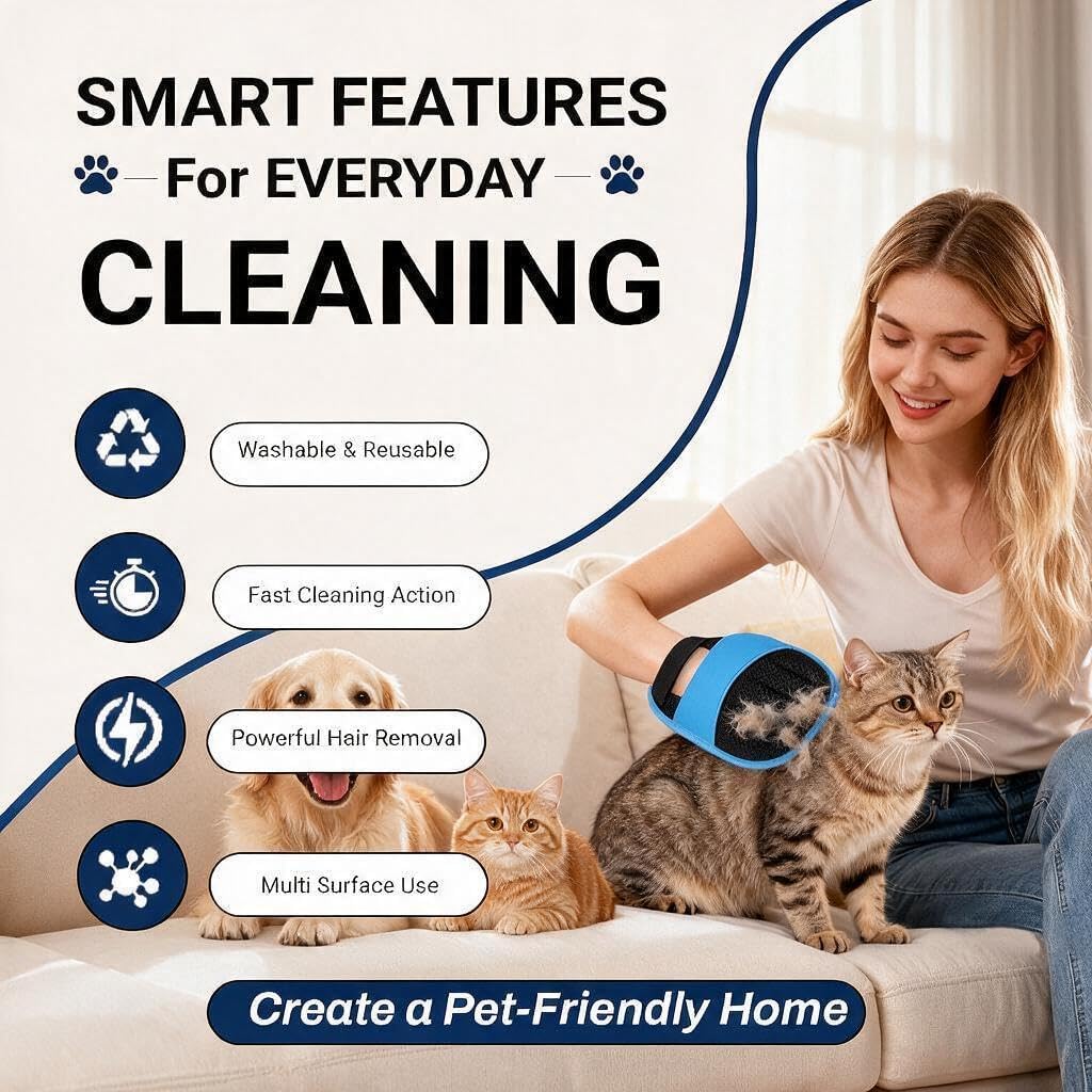 JONEME Pet Hair Removal Glove for Dogs & Cats