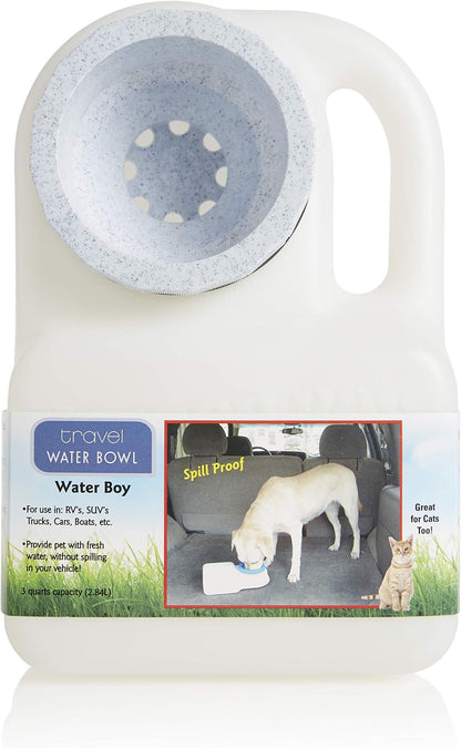 Lixit® Water Boy Portable Travel Dog Bowl - 3 Quart Spill Free Self Filling Pet Water Bowl - Made in USA (White, 1 Pack)