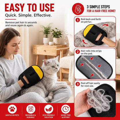 Pet Hair Removal Gloves for Dogs Cats, Reusable Fur Remover Glove, 2 Pack