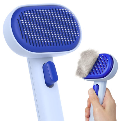 Aumuca Skin Friendly Self-Cleaning Slicker Brush for Dogs & Cats, Gentle Pet Grooming Tool for Shedding & Deshedding, Efficient Hair Remover for Long & Short Haired Pets