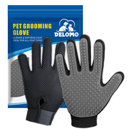 Pet Hair Removal Glove with 255 Silicone Tips for Dogs & Cats, 1 Pair Green